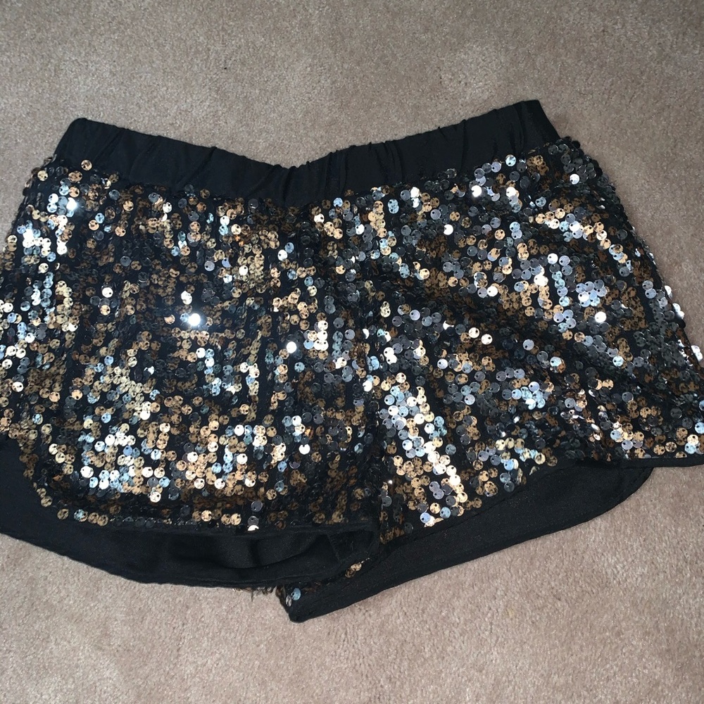 Silver and gold sequin shorts